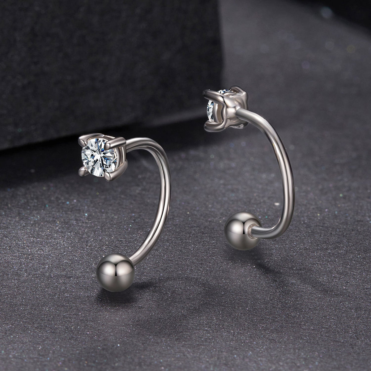 Earrings 925 Sterling Silver Moissanite 0.1ct curved 1.3cm studs Bids.com on Tampa Home & Garden Store