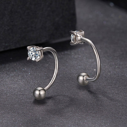 Earrings 925 Sterling Silver Moissanite 0.1ct curved 1.3cm studs Bids.com on Tampa Home & Garden Store