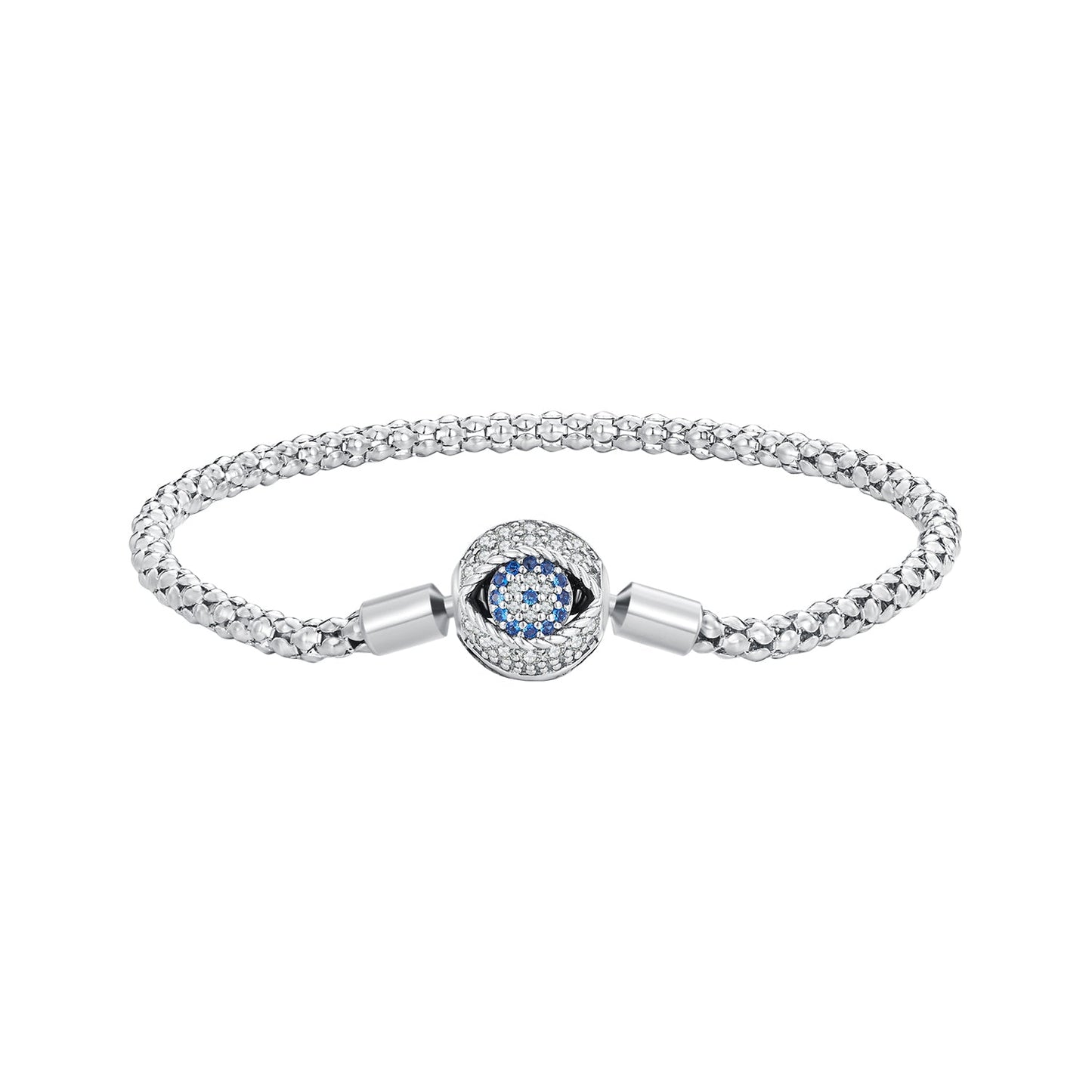 Bracelet: 925 sterling silver pavé CZ with oxidized finish and blue center stones, 17 cm on Tampa Home & Garden Store