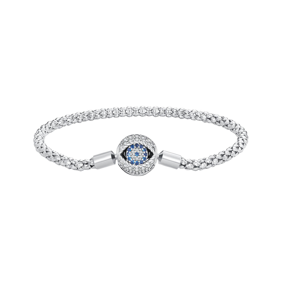 Bracelet: 925 sterling silver pavé CZ with oxidized finish and blue center stones, 17 cm on Tampa Home & Garden Store
