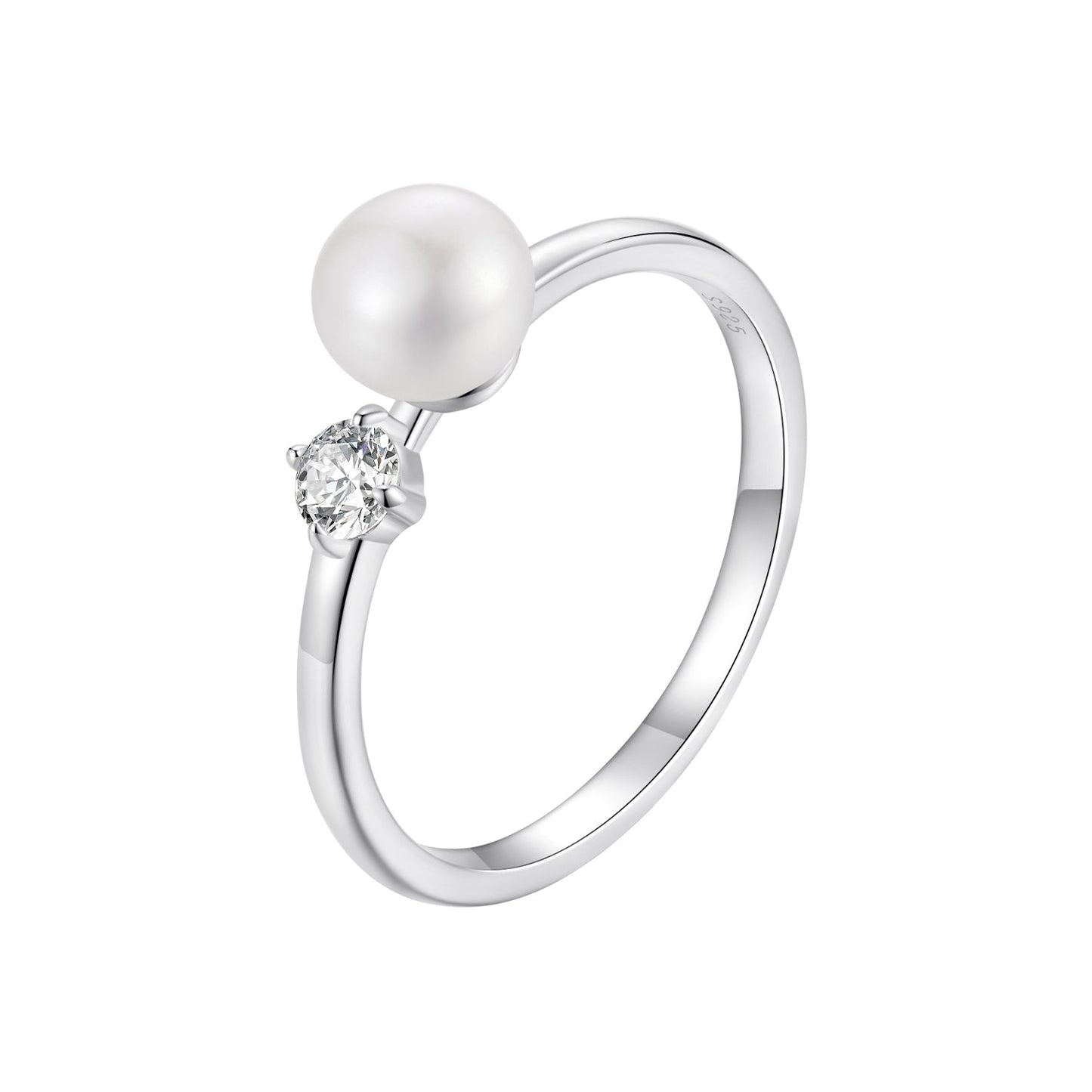 Ring 925 Sterling Silver moissanite & freshwater pearl, 3mm stone, size 6, Bids.com on Tampa Home & Garden Store