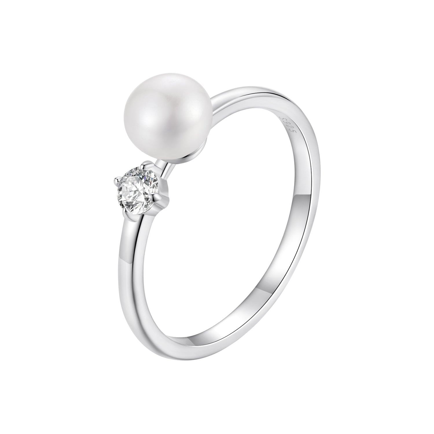 Ring 925 Sterling Silver moissanite & freshwater pearl, 3mm stone, size 6, Bids.com on Tampa Home & Garden Store