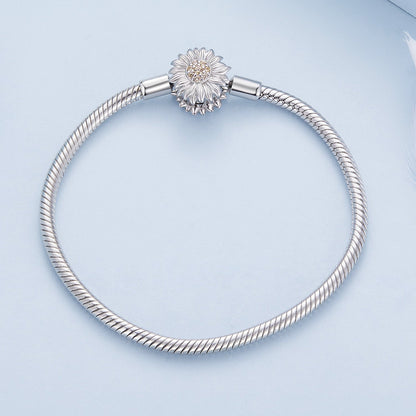 Bracelet 925 sterling silver sunflower pave CZ charm, 170mm length, 3mm snake chain by Bids.com on Tampa Home & Garden Store