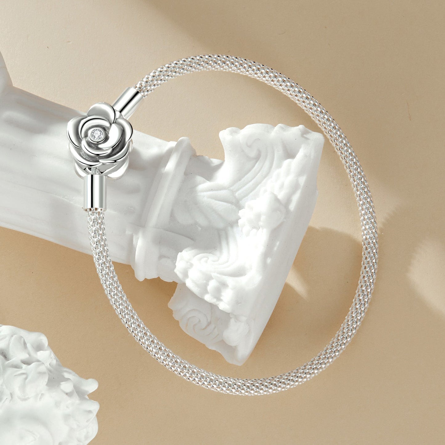 Bracelet 925 sterling silver oxidized finish with CZ flower charm 17 cm Bids.com on Tampa Home & Garden Store