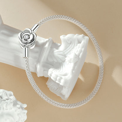Bracelet 925 sterling silver oxidized finish with CZ flower charm 17 cm Bids.com on Tampa Home & Garden Store