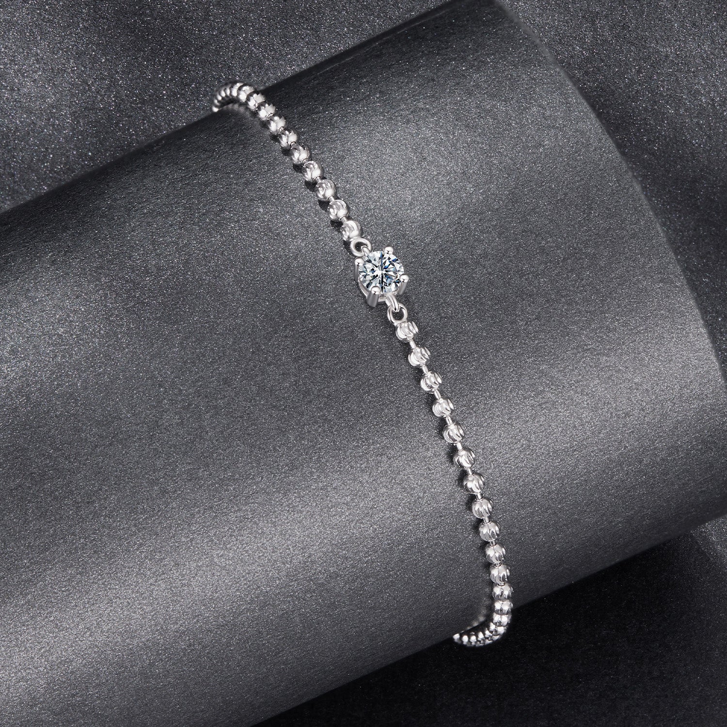 925 Sterling Silver Moissanite Bracelet with White Gold Plating, 15+6cm, Bids.com on Tampa Home & Garden Store