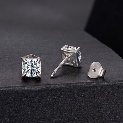 925 Sterling Silver Moissanite Stud Earrings, white gold plated, 0.5ct Style S by Bids.com on Tampa Home & Garden Store