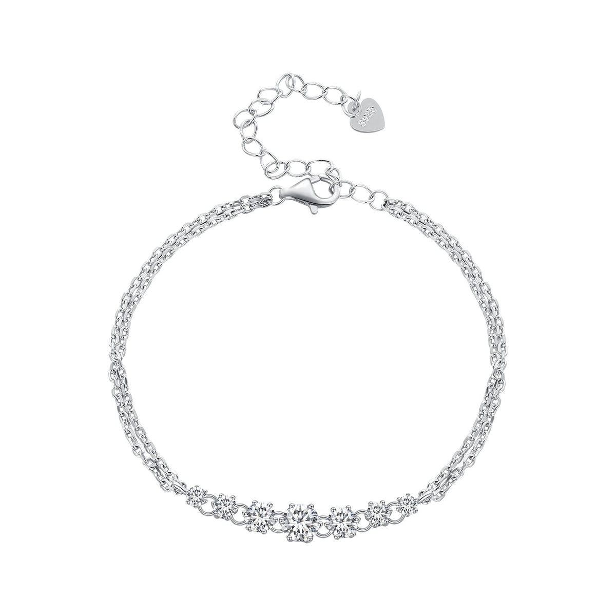 925 sterling silver moissanite bracelet for women with 5mm stones and lobster clasp on Tampa Home & Garden Store
