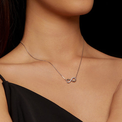 925 sterling silver moissanite necklace with infinity pendant, 1.5mm stones, 400+50mm on Tampa Home & Garden Store