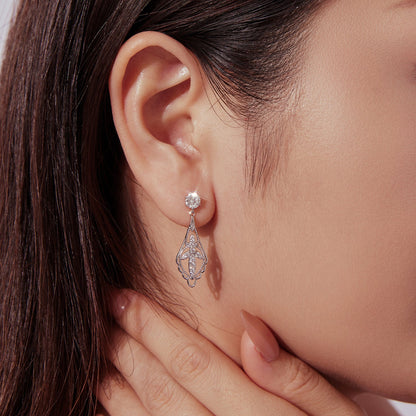 Silver moissanite drop earrings with white gold plating; 0.50ct stud and teardrop pendant on Tampa Home & Garden Store