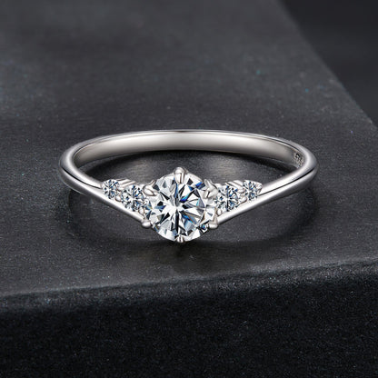 925 sterling silver moissanite ring 0.15ct center stone with side stones size 7 for women on Tampa Home & Garden Store