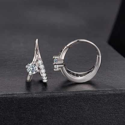 925 Sterling Silver Moissanite Earrings with large center stone and pave stones by Bids.com on Tampa Home & Garden Store