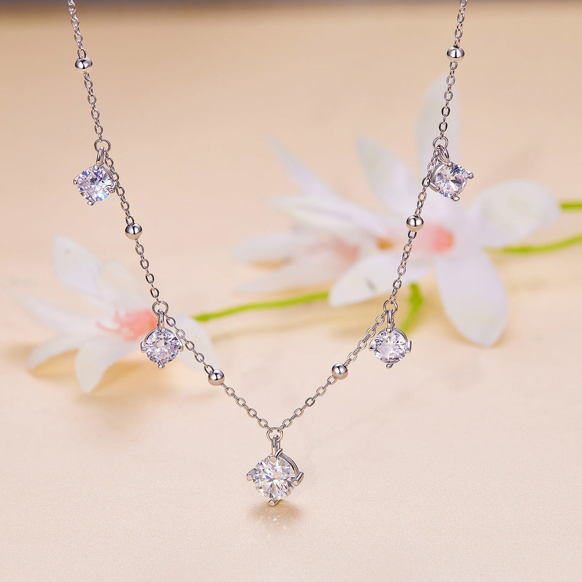 925 sterling silver moissanite necklace for women by Bids.com with 5.0mm stones and drop pendant on Tampa Home & Garden Store