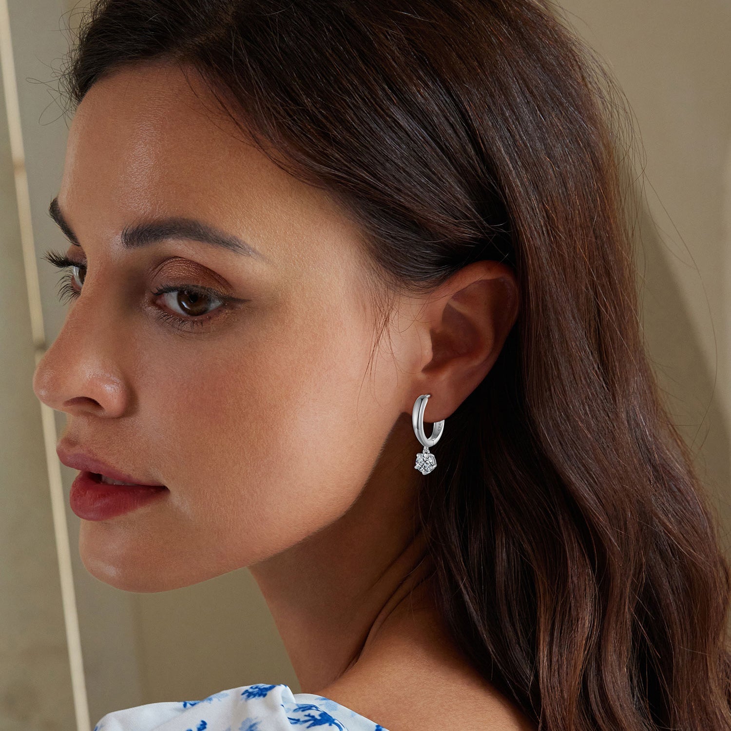 Earrings S925 sterling silver hoop with dangling moissanite, 0.50ct, Bids.com on Tampa Home & Garden Store