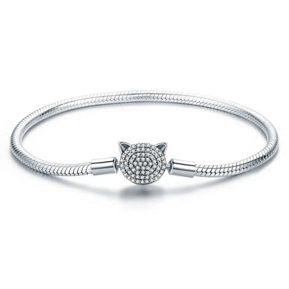 Sterling Silver Cat Head Charm Bracelet, 17cm, by Bids.com on Tampa Home & Garden Store