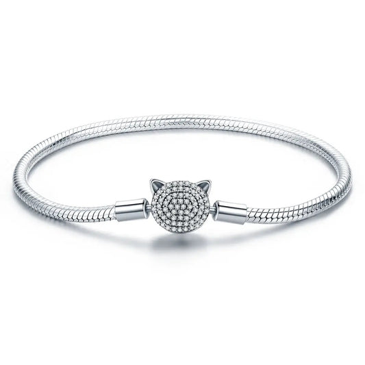 Sterling Silver Cat Head Charm Bracelet, 17cm, by Bids.com on Tampa Home & Garden Store
