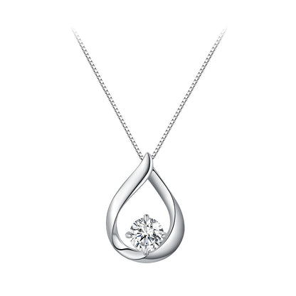 Sterling silver necklace with teardrop pendant and central 1ct moissanite stone, 400mm chain on Tampa Home & Garden Store