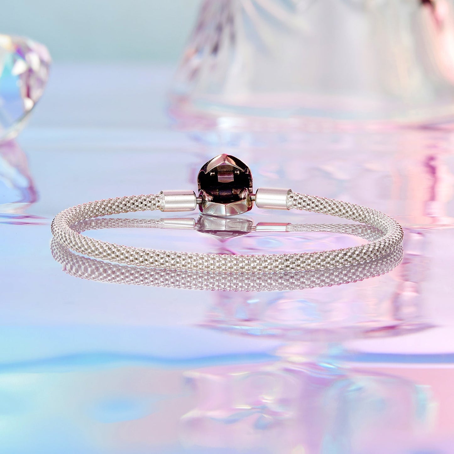 Sterling silver bracelet 925 with mesh band and lobster clasp 17.0 cm inner diameter on Tampa Home & Garden Store