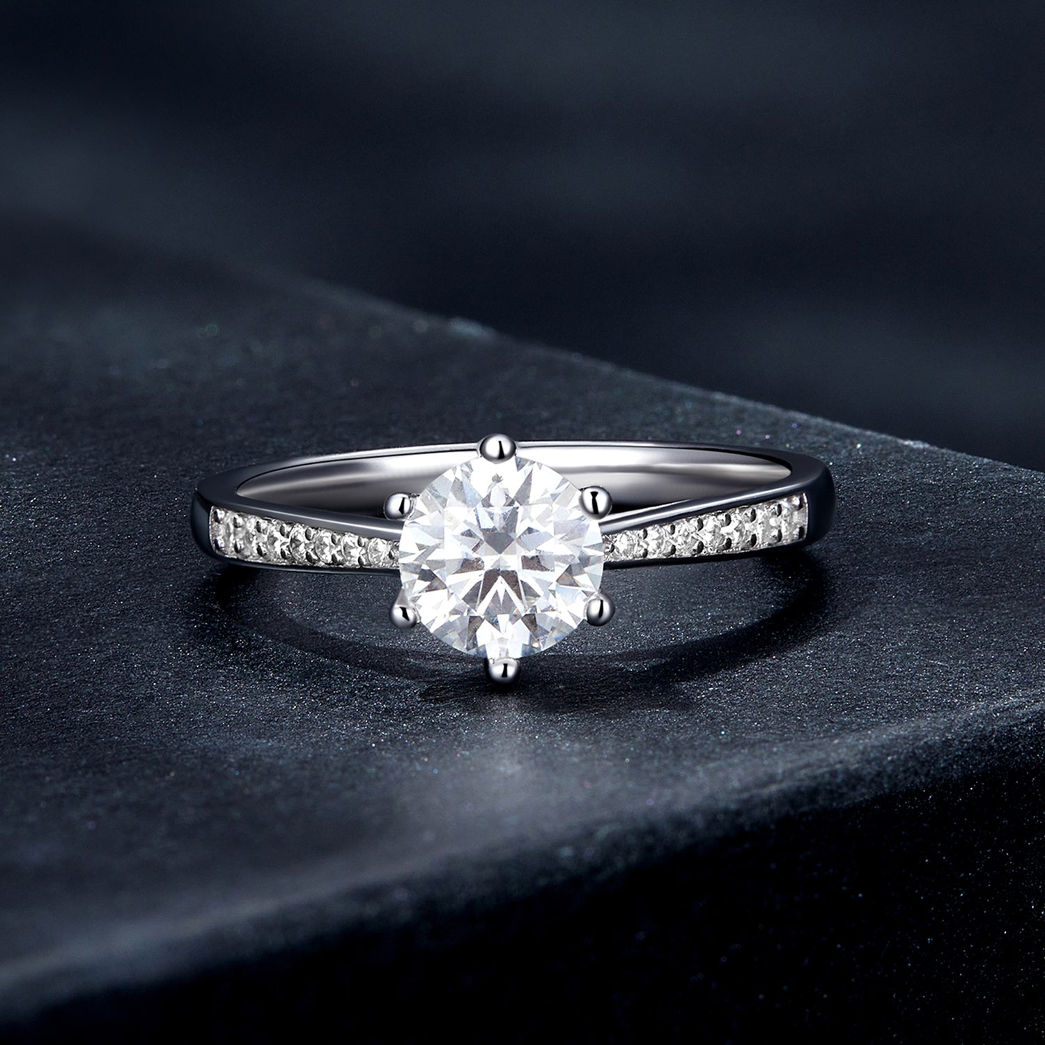 Sterling silver moissanite & CZ ring size 6 with solitaire center and pave band on Tampa Home & Garden Store