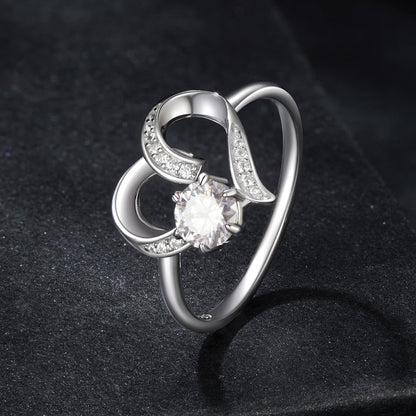 Rings 925 sterling silver moissanite heart ring size 7 with pave accents by Bids.com on Tampa Home & Garden Store