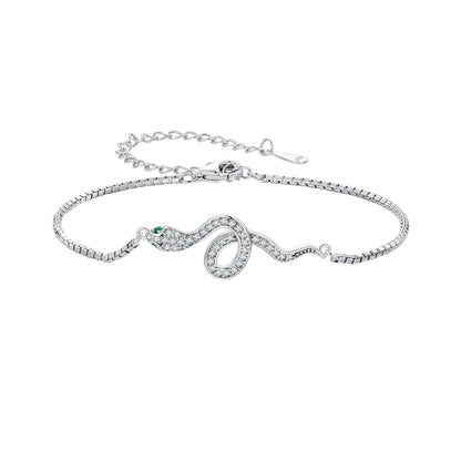S925 Sterling Silver & Pavé CZ Platinum-Plated Bracelet with snake motif by Bids.com on Tampa Home & Garden Store