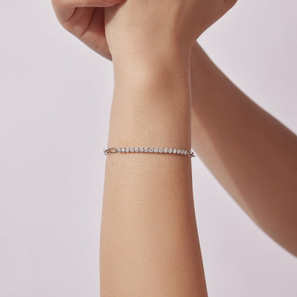 Bracelet 925 sterling silver with moissanite stones, 21cm length for women on Tampa Home & Garden Store