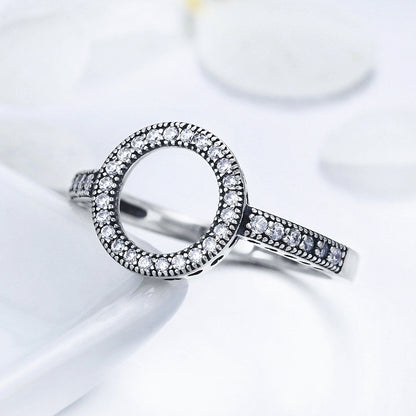 Sterling Silver halo ring for women, size 6, pave stones, Bids.com on Tampa Home & Garden Store