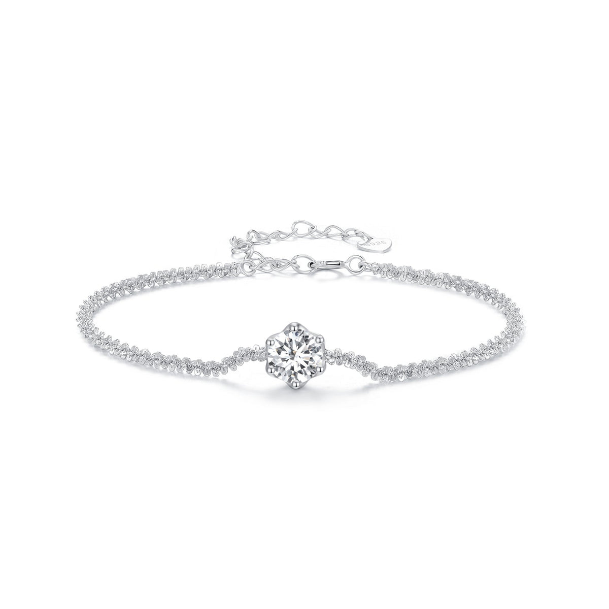 Bracelet 925 sterling silver 1ct moissanite center stone with pave band on Tampa Home & Garden Store