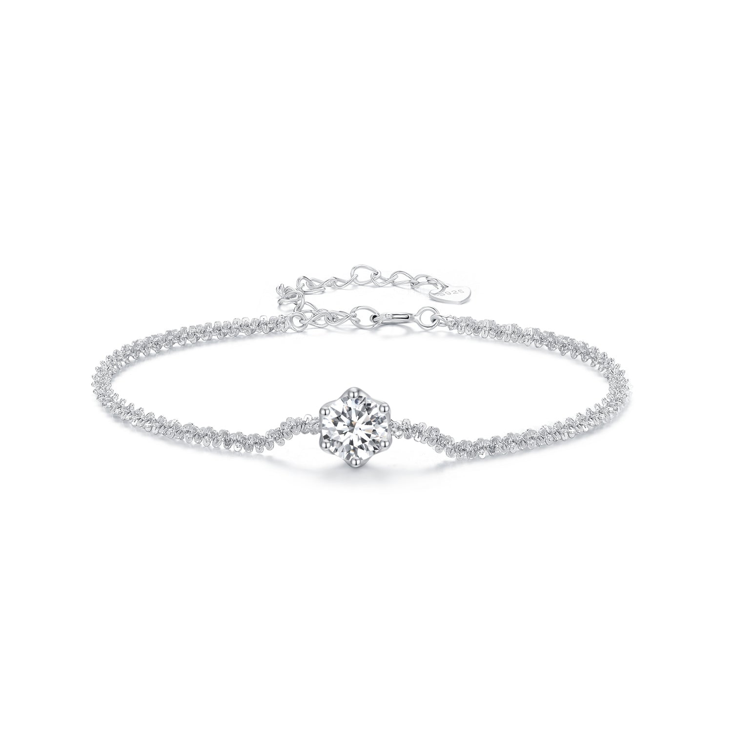 Bracelet 925 sterling silver 1ct moissanite center stone with pave band on Tampa Home & Garden Store