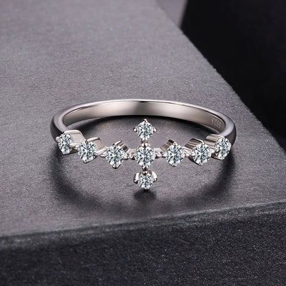 925 Sterling Silver Moissanite Ring size 6 with round stones and a dangling accent on Tampa Home & Garden Store