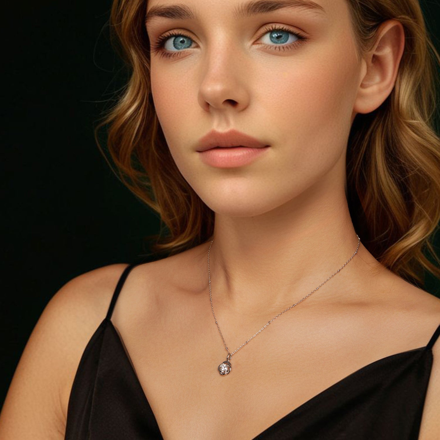 925 sterling silver moissanite necklace with white gold plating, 0.5ct pendant on a thin chain on Tampa Home & Garden Store