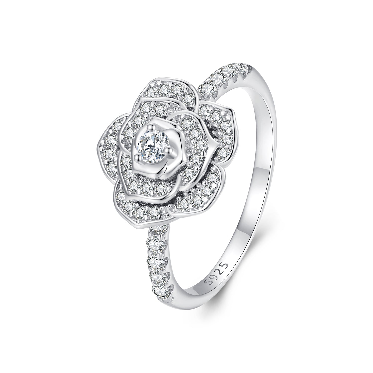 Ring 925 Sterling Silver Pavé CZ Platinum-Plated floral design, Bids.com, size 6 on Tampa Home & Garden Store
