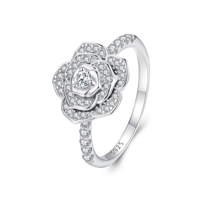 Ring 925 Sterling Silver Pavé CZ Platinum-Plated floral design, Bids.com, size 6 on Tampa Home & Garden Store