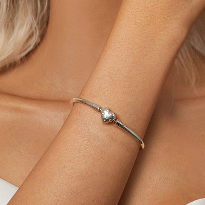 925 sterling silver white gold plated CZ heart bracelet for women, 17cm, by Bids.com on Tampa Home & Garden Store