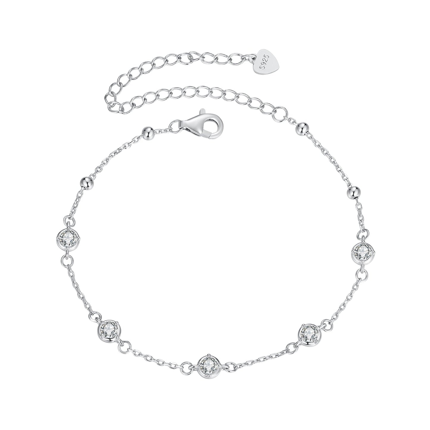925 Sterling Silver Moissanite Bracelet for Women by Bids.com, 3mm stones, lobster clasp on Tampa Home & Garden Store