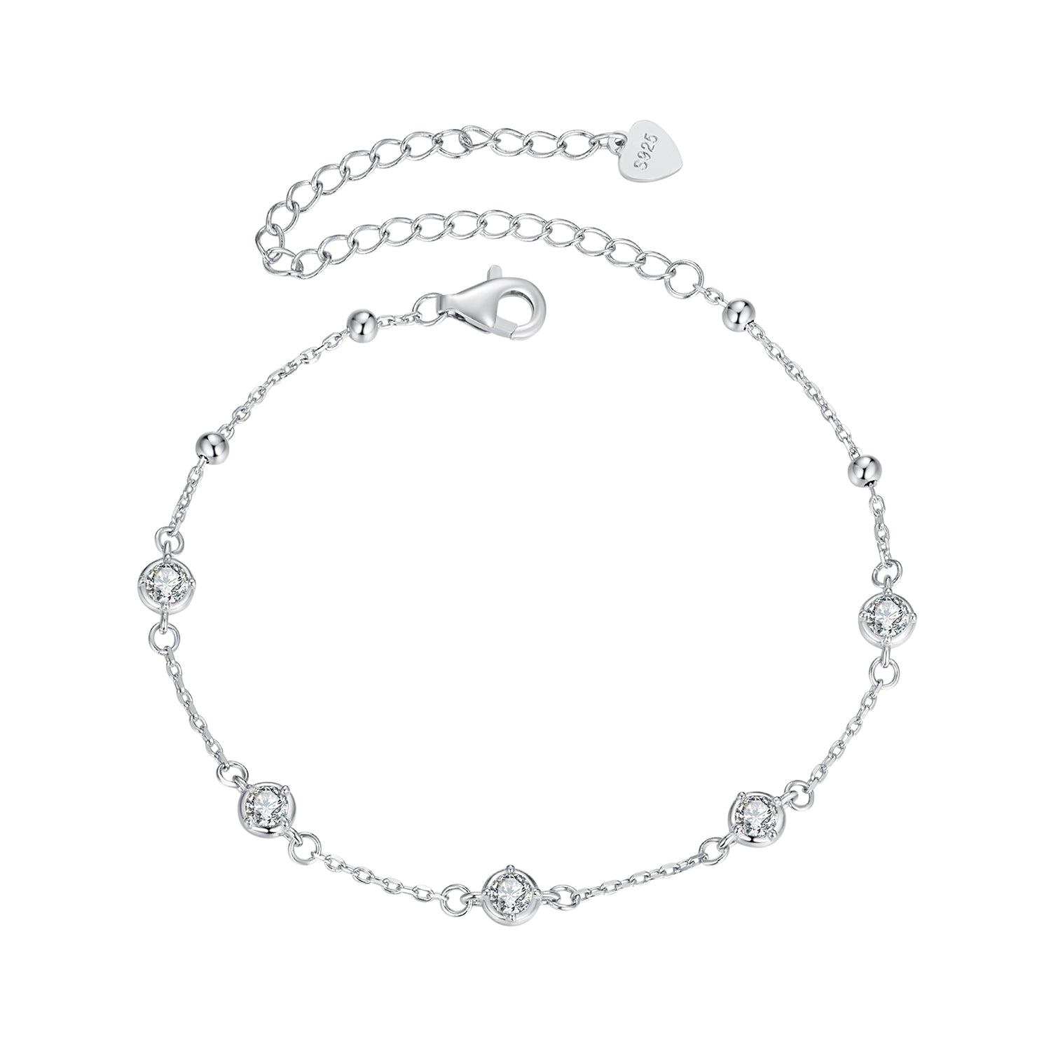925 Sterling Silver Moissanite Bracelet for Women by Bids.com, 3mm stones, lobster clasp on Tampa Home & Garden Store