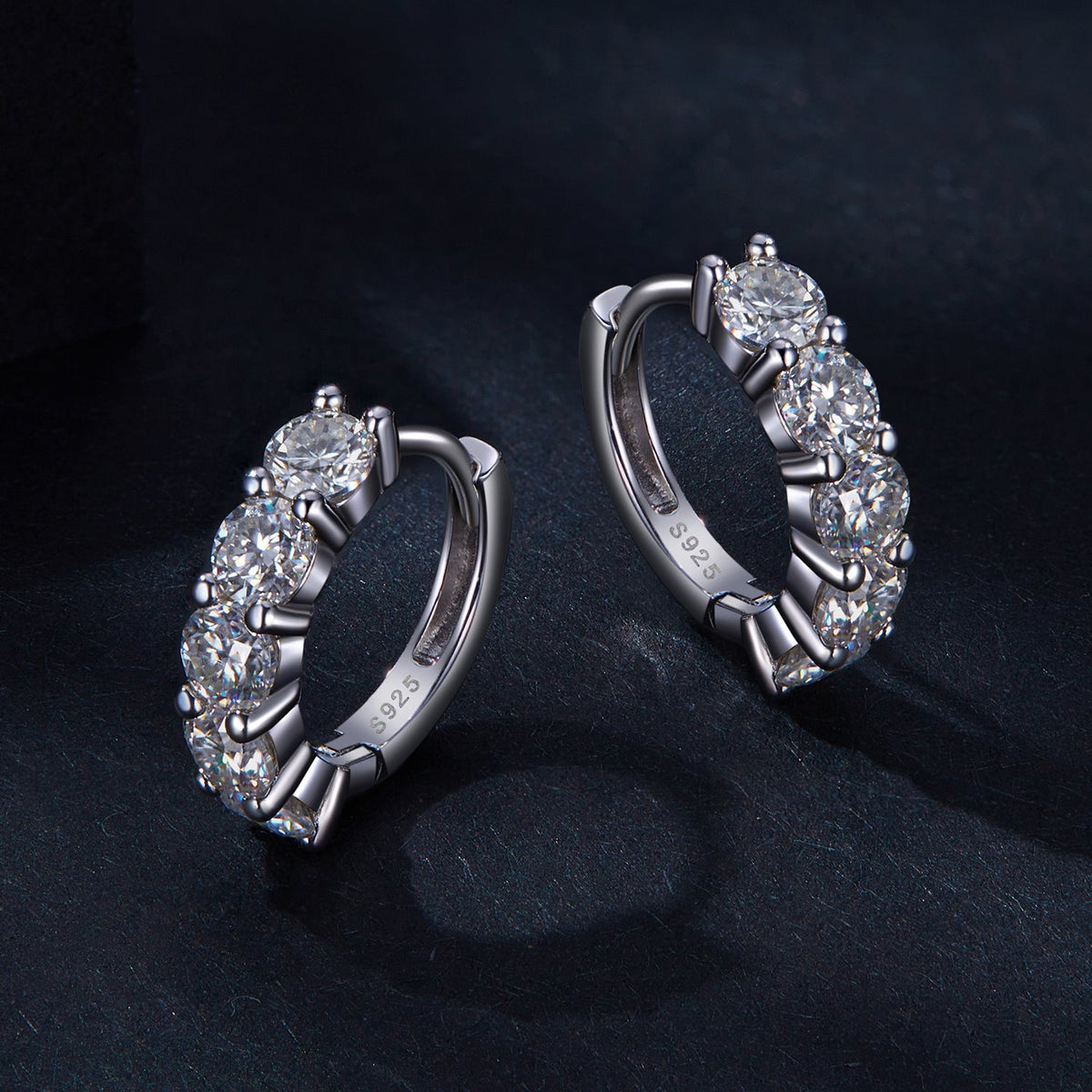 Pair of 925 sterling silver moissanite hoop earrings with stones, 0.20ct total, by Bids.com on Tampa Home & Garden Store