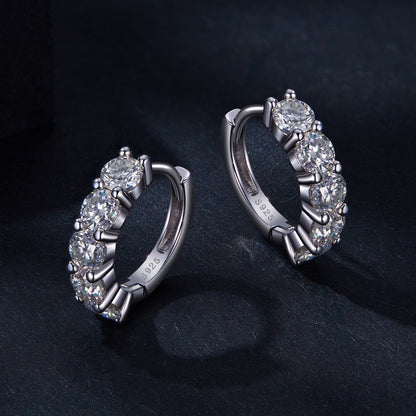 Pair of 925 sterling silver moissanite hoop earrings with stones, 0.20ct total, by Bids.com on Tampa Home & Garden Store