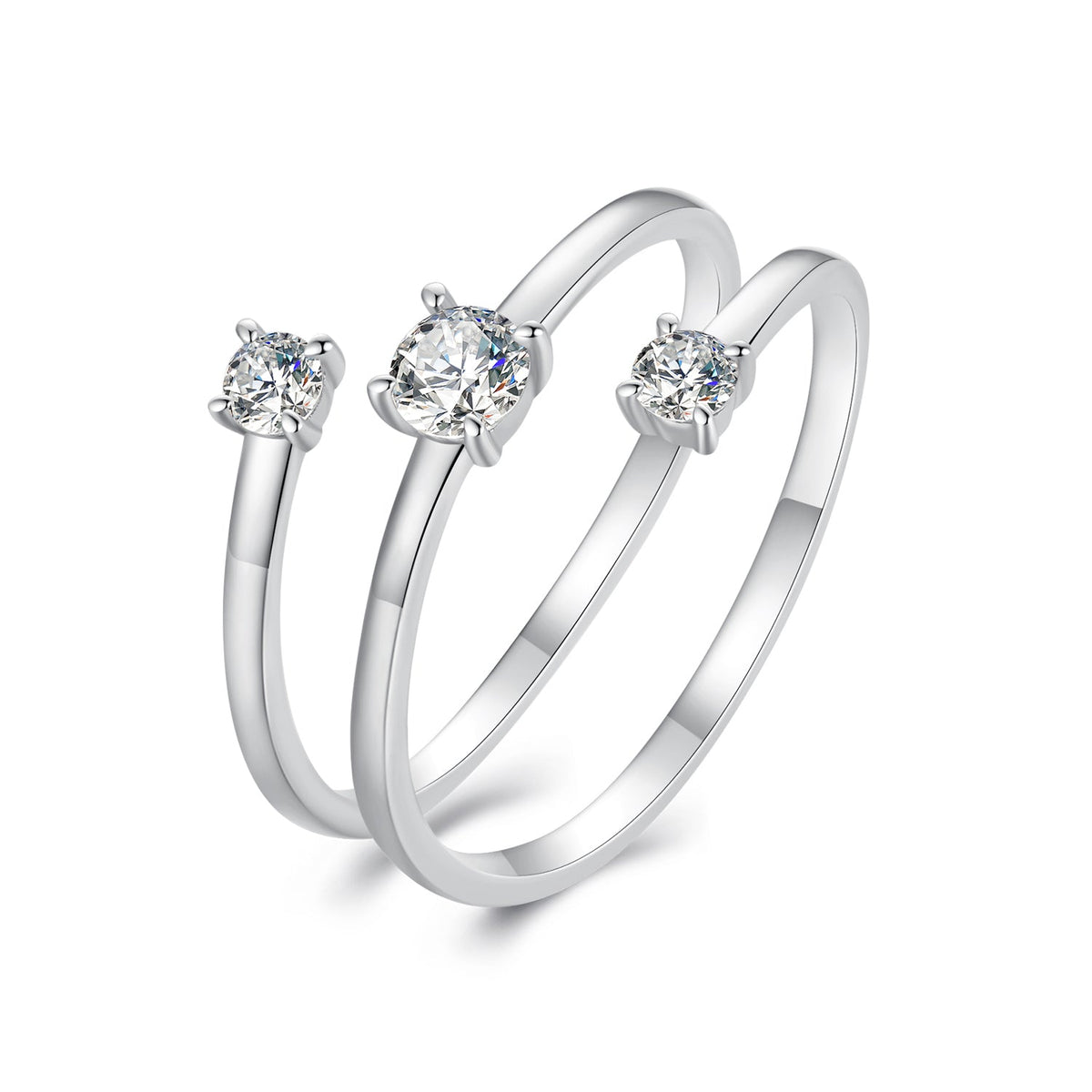 925 Sterling Silver 3mm Moissanite Ring for Women set of 3, stackable rings by Bids.com on Tampa Home & Garden Store