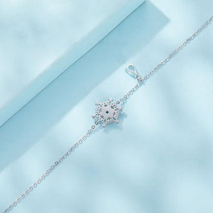 Bracelet 925 sterling silver plated platinum with ice flower zirconia charm on silver chain by Bids.com on Tampa Home and Garden Store