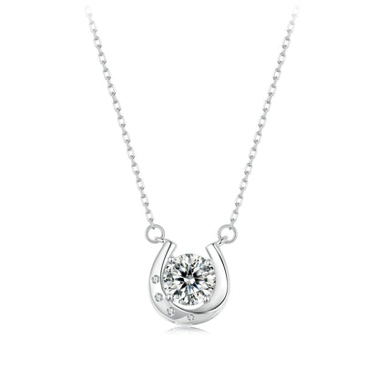Sterling Silver Moissanite Necklace with Pavé Pendant, 1 Carat, 40 cm Chain on Tampa Home & Garden Store