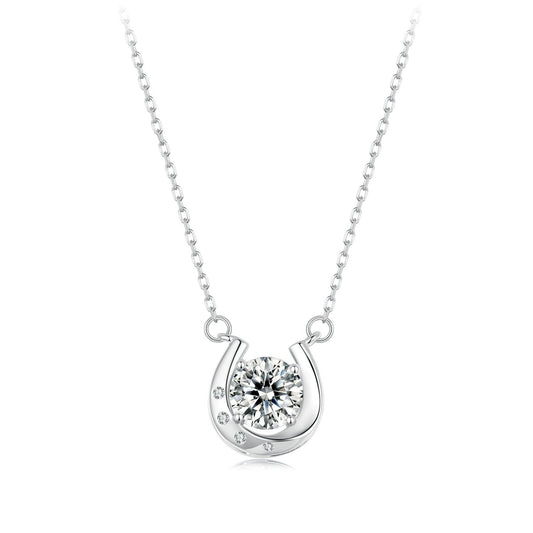 Sterling Silver Moissanite Necklace with Pavé Pendant, 1 Carat, 40 cm Chain on Tampa Home & Garden Store