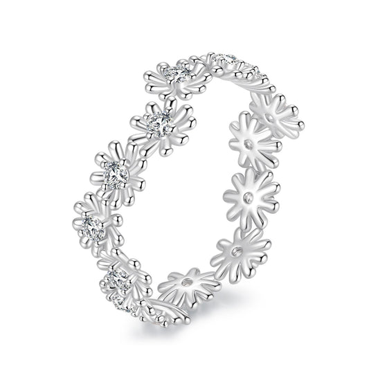 925 Sterling Silver Moissanite Daisy Ring 0.03ct size 7 with flower band on Tampa Home & Garden Store