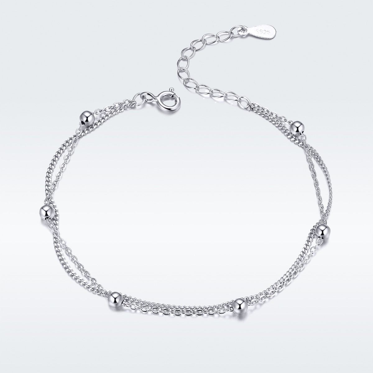 925 Sterling Silver adjustable 19cm bracelet with bead spacers by Bids.com on Tampa Home & Garden Store