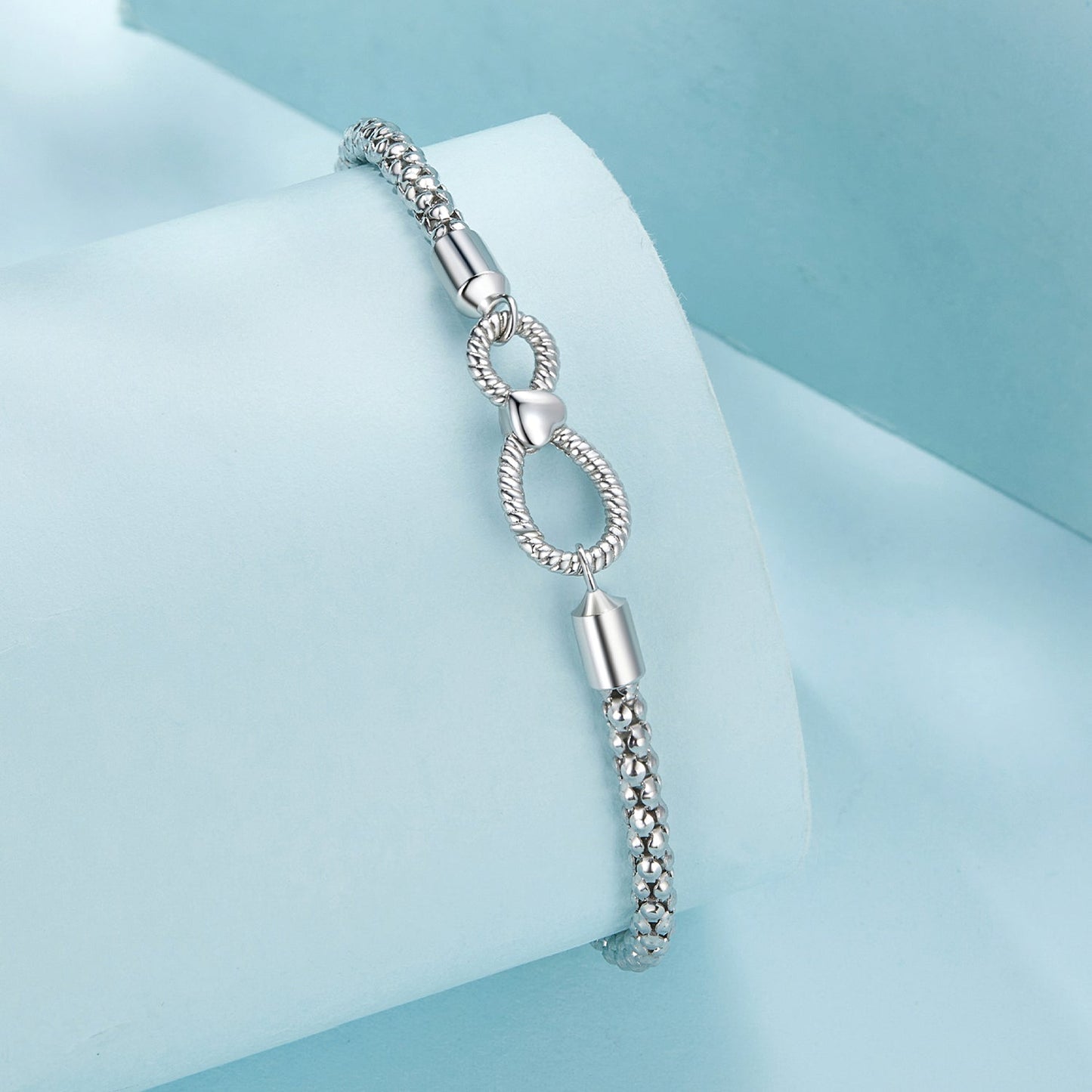 925 Sterling Silver Infinity Love Bracelet by Bids.com, rope chain with heart charm on Tampa Home & Garden Store