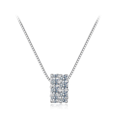 925 Sterling Silver Moissanite necklace with white gold plating, square nine-stone pendant on Tampa Home & Garden Store