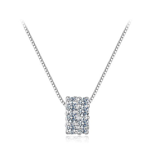 925 Sterling Silver Moissanite necklace with white gold plating, square nine-stone pendant on Tampa Home & Garden Store