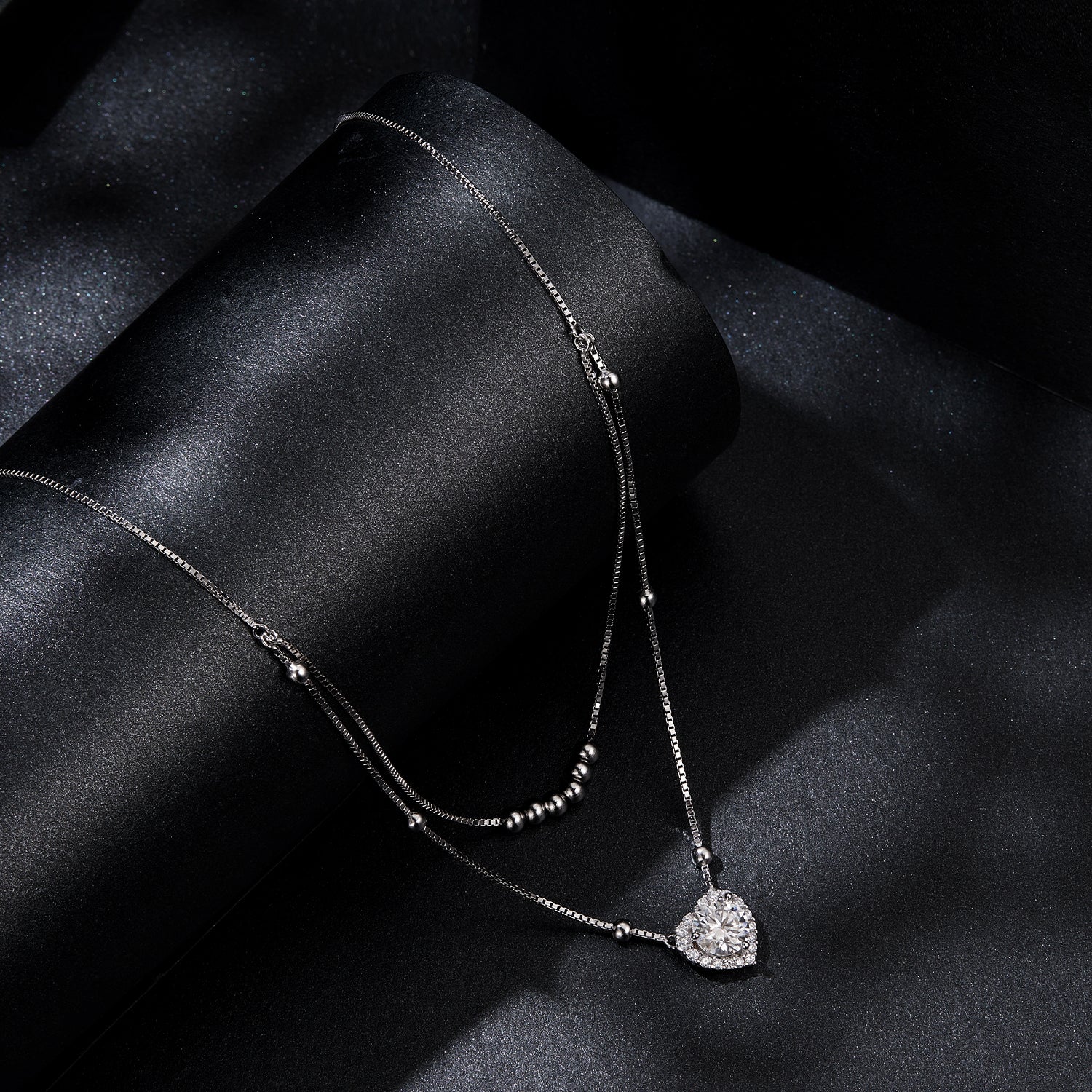 925 Sterling Silver moissanite necklace with heart pavé halo pendant, 6.5mm center stone on Tampa Home & Garden Store