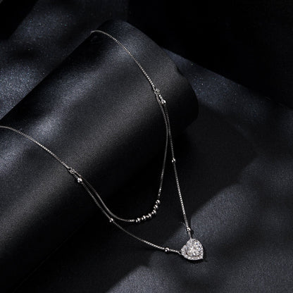 925 Sterling Silver moissanite necklace with heart pavé halo pendant, 6.5mm center stone on Tampa Home & Garden Store