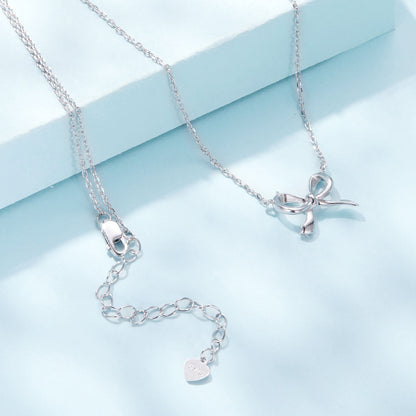 925 sterling silver plated adjustable necklace with bow pendant and S925 charm by Bids.com on Tampa Home & Garden Store